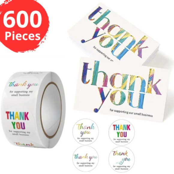 600 Pc Thank you Cards and Stickers - Picture 1 of 6